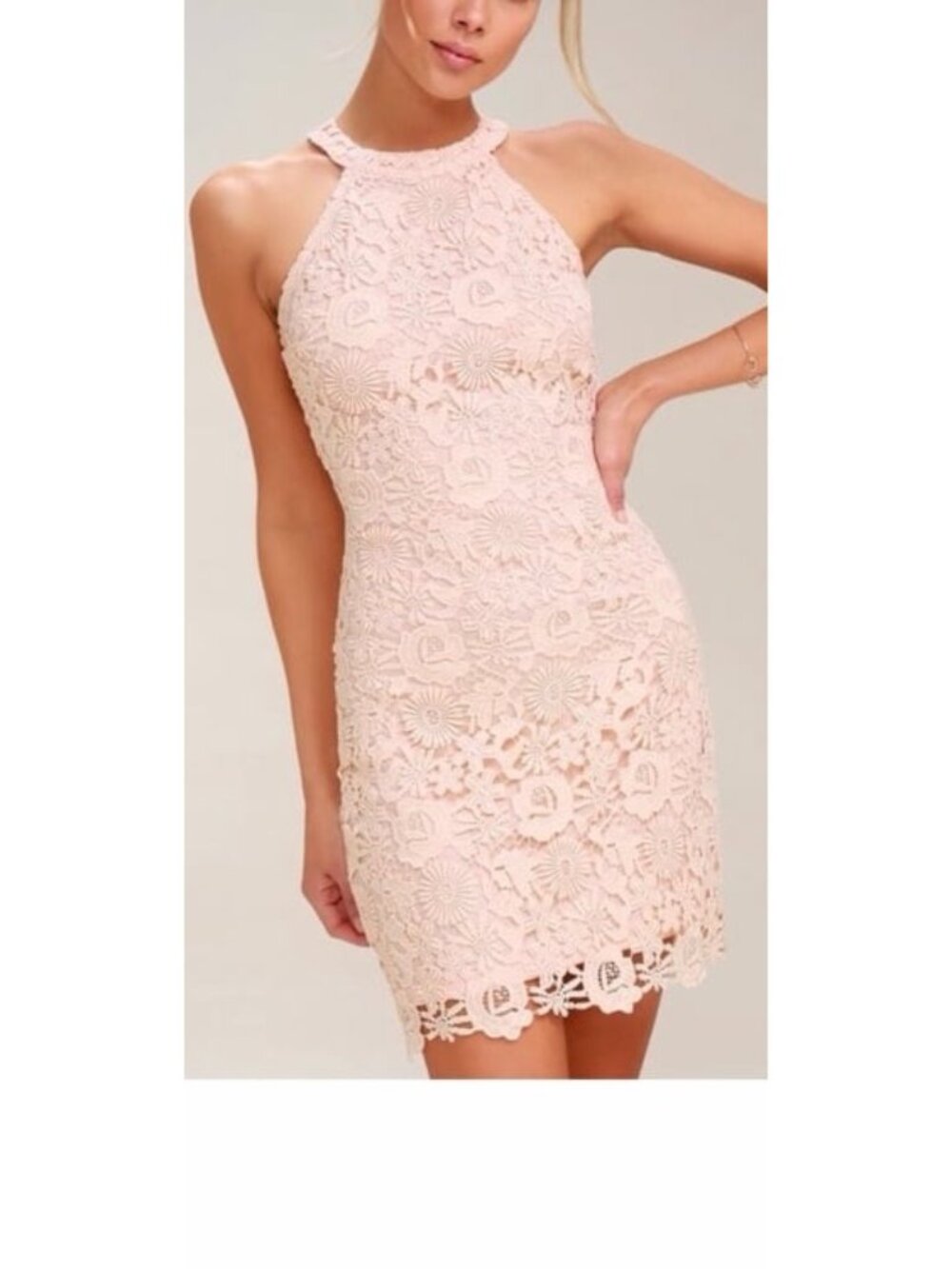 Lulus Love Poem Blush Pink Floral Lace Mini Dress NWT Small